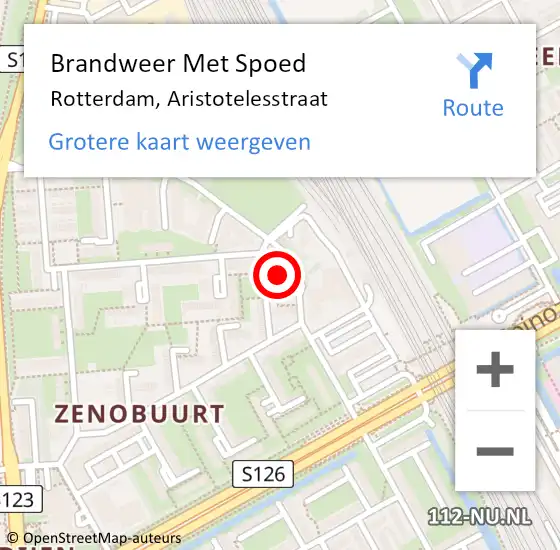 Locatie op kaart van de 112 melding: Brandweer Met Spoed Naar Rotterdam, Aristotelesstraat op 1 mei 2024 09:25