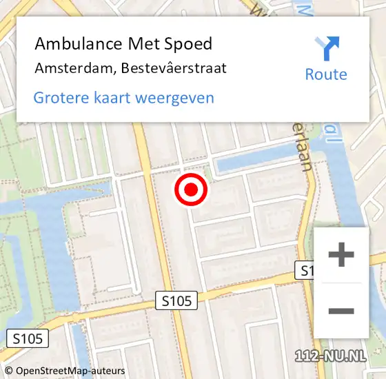 Locatie op kaart van de 112 melding: Ambulance Met Spoed Naar Amsterdam, Bestevâerstraat op 1 mei 2024 09:27