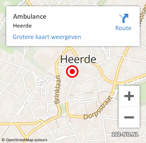 Locatie op kaart van de 112 melding: Ambulance Heerde op 1 mei 2024 09:33