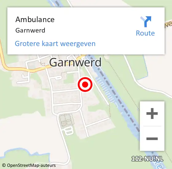 Locatie op kaart van de 112 melding: Ambulance Garnwerd op 1 mei 2024 09:37
