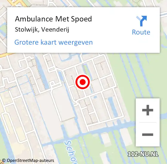 Locatie op kaart van de 112 melding: Ambulance Met Spoed Naar Stolwijk, Veenderij op 1 mei 2024 09:39