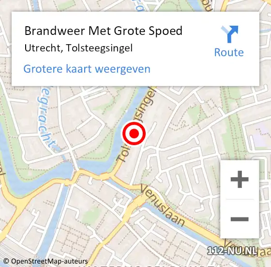 Locatie op kaart van de 112 melding: Brandweer Met Grote Spoed Naar Utrecht, Tolsteegsingel op 1 mei 2024 09:41