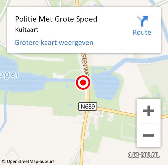 Locatie op kaart van de 112 melding: Politie Met Grote Spoed Naar Kuitaart op 1 mei 2024 09:48