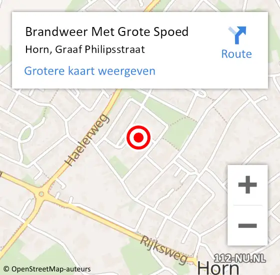 Locatie op kaart van de 112 melding: Brandweer Met Grote Spoed Naar Horn, Graaf Philipsstraat op 1 mei 2024 09:50