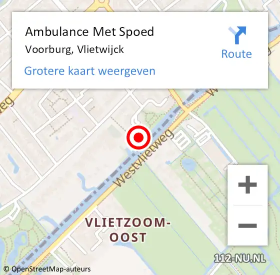 Locatie op kaart van de 112 melding: Ambulance Met Spoed Naar Voorburg, Vlietwijck op 1 mei 2024 09:58