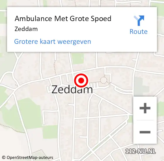 Locatie op kaart van de 112 melding: Ambulance Met Grote Spoed Naar Zeddam op 1 mei 2024 10:03