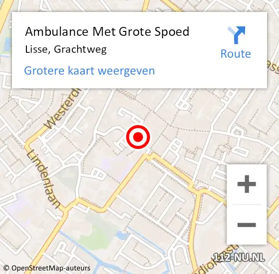 Locatie op kaart van de 112 melding: Ambulance Met Grote Spoed Naar Lisse, Grachtweg op 1 mei 2024 10:15
