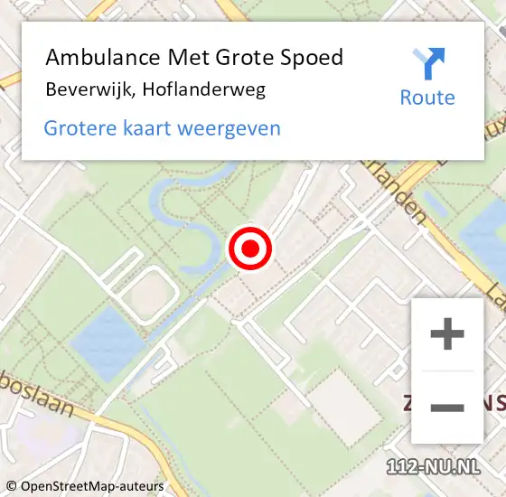Locatie op kaart van de 112 melding: Ambulance Met Grote Spoed Naar Beverwijk, Hoflanderweg op 1 mei 2024 10:22