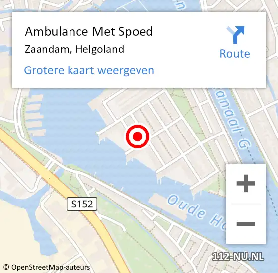 Locatie op kaart van de 112 melding: Ambulance Met Spoed Naar Zaandam, Helgoland op 1 mei 2024 10:26