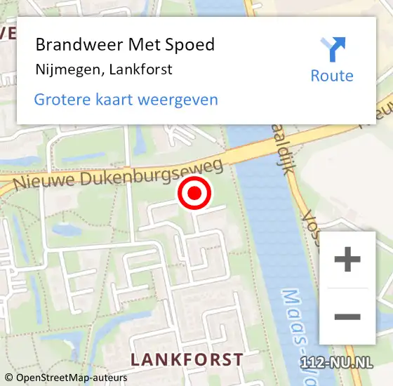 Locatie op kaart van de 112 melding: Brandweer Met Spoed Naar Nijmegen, Lankforst op 1 mei 2024 10:28