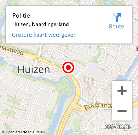 Locatie op kaart van de 112 melding: Politie Huizen, Naardingerland op 1 mei 2024 10:30