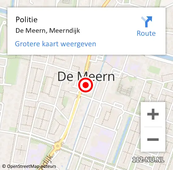 Locatie op kaart van de 112 melding: Politie De Meern, Meerndijk op 1 mei 2024 10:41
