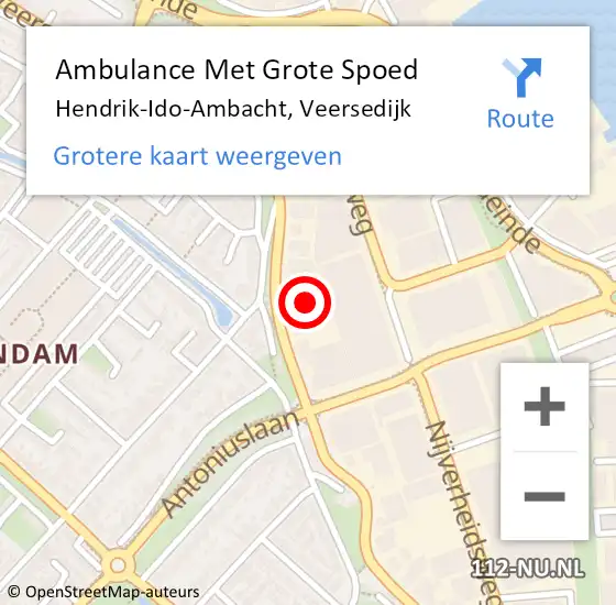 Locatie op kaart van de 112 melding: Ambulance Met Grote Spoed Naar Hendrik-Ido-Ambacht, Veersedijk op 1 mei 2024 10:52