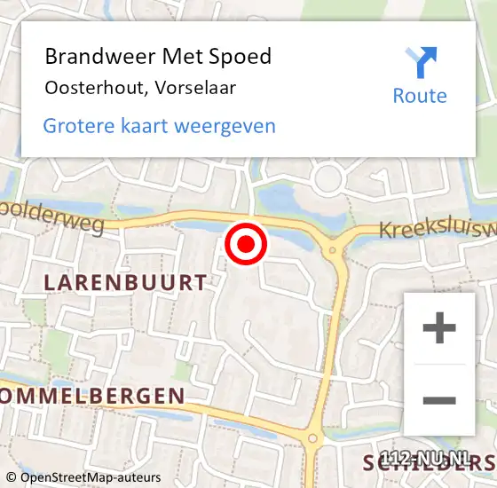 Locatie op kaart van de 112 melding: Brandweer Met Spoed Naar Oosterhout, Vorselaar op 1 mei 2024 11:01