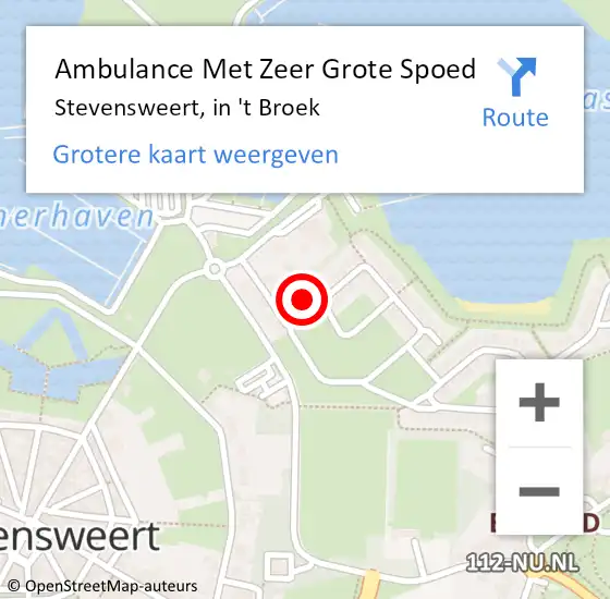 Locatie op kaart van de 112 melding: Ambulance Met Zeer Grote Spoed Naar Stevensweert, in 't Broek op 1 mei 2024 11:10