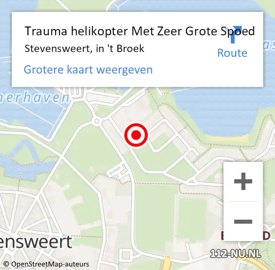 Locatie op kaart van de 112 melding: Trauma helikopter Met Zeer Grote Spoed Naar Stevensweert, in 't Broek op 1 mei 2024 11:11
