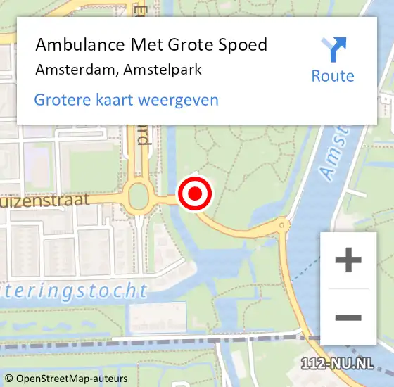 Locatie op kaart van de 112 melding: Ambulance Met Grote Spoed Naar Amsterdam, Amstelpark op 1 mei 2024 11:20