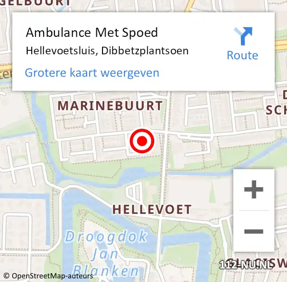 Locatie op kaart van de 112 melding: Ambulance Met Spoed Naar Hellevoetsluis, Dibbetzplantsoen op 1 mei 2024 11:35