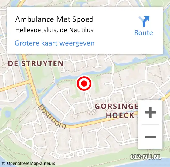 Locatie op kaart van de 112 melding: Ambulance Met Spoed Naar Hellevoetsluis, de Nautilus op 1 mei 2024 11:45