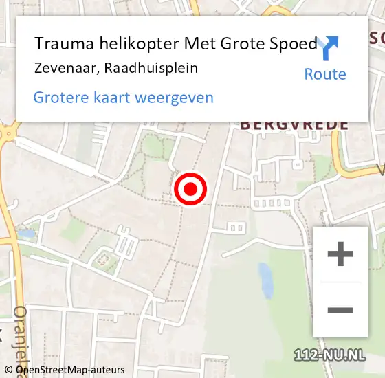Locatie op kaart van de 112 melding: Trauma helikopter Met Grote Spoed Naar Zevenaar, Raadhuisplein op 1 mei 2024 11:45