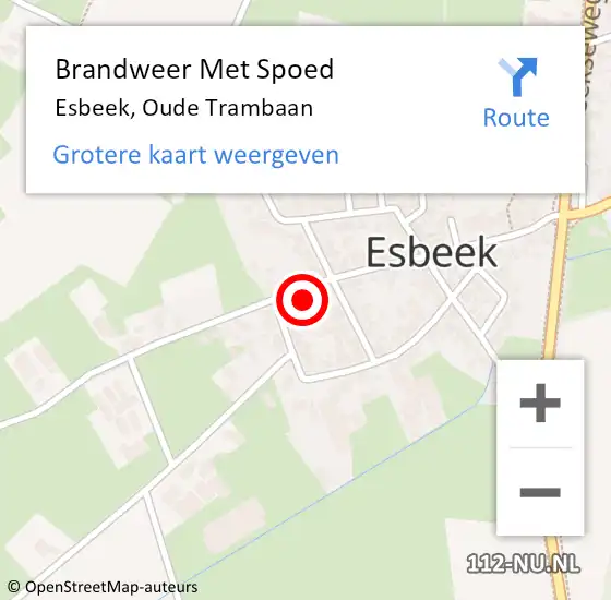 Locatie op kaart van de 112 melding: Brandweer Met Spoed Naar Esbeek, Oude Trambaan op 1 mei 2024 11:56