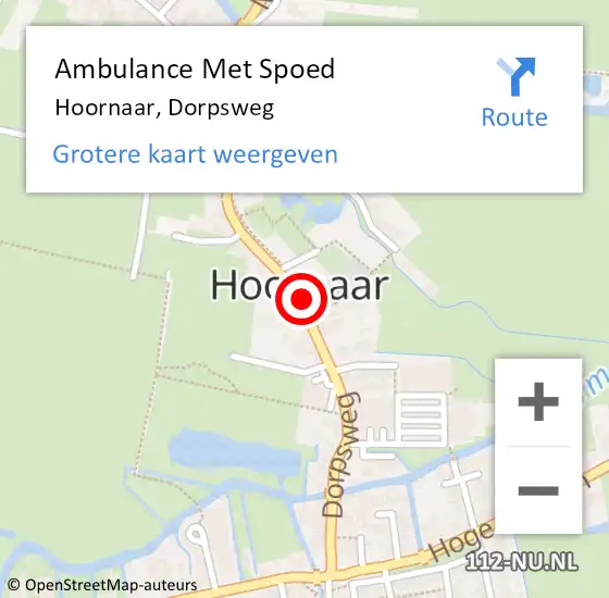 Locatie op kaart van de 112 melding: Ambulance Met Spoed Naar Hoornaar, Dorpsweg op 1 mei 2024 12:00