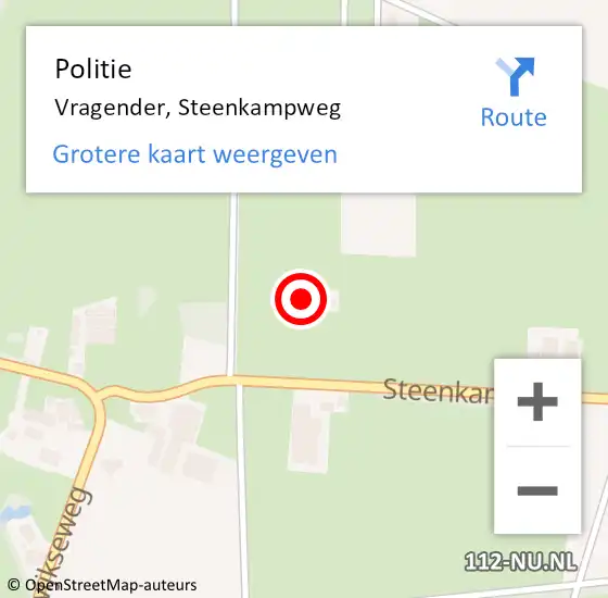 Locatie op kaart van de 112 melding: Politie Vragender, Steenkampweg op 1 mei 2024 12:14