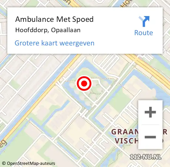 Locatie op kaart van de 112 melding: Ambulance Met Spoed Naar Hoofddorp, Opaallaan op 1 mei 2024 12:45