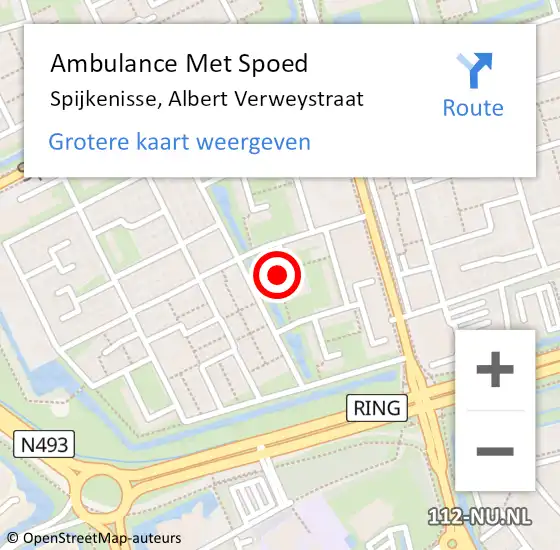 Locatie op kaart van de 112 melding: Ambulance Met Spoed Naar Spijkenisse, Albert Verweystraat op 1 mei 2024 12:51