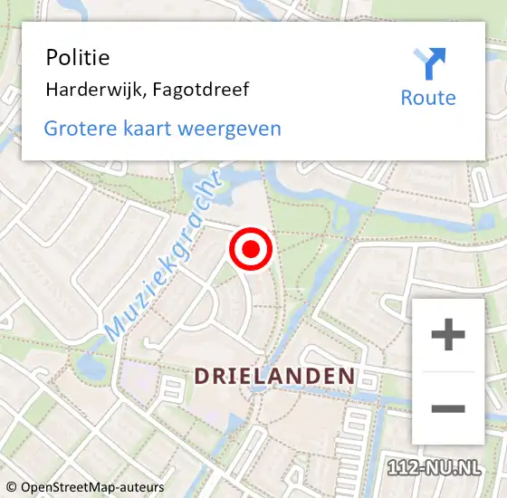 Locatie op kaart van de 112 melding: Politie Harderwijk, Fagotdreef op 1 mei 2024 13:10