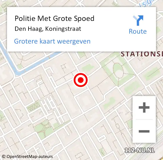 Locatie op kaart van de 112 melding: Politie Met Grote Spoed Naar Den Haag, Koningstraat op 1 mei 2024 13:11