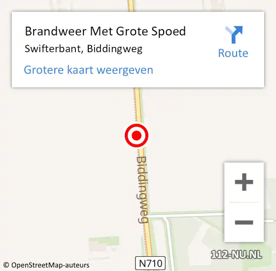 Locatie op kaart van de 112 melding: Brandweer Met Grote Spoed Naar Swifterbant, Biddingweg op 1 mei 2024 13:17