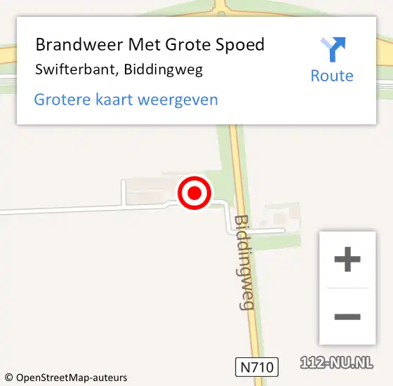 Locatie op kaart van de 112 melding: Brandweer Met Grote Spoed Naar Swifterbant, Biddingweg op 1 mei 2024 13:19