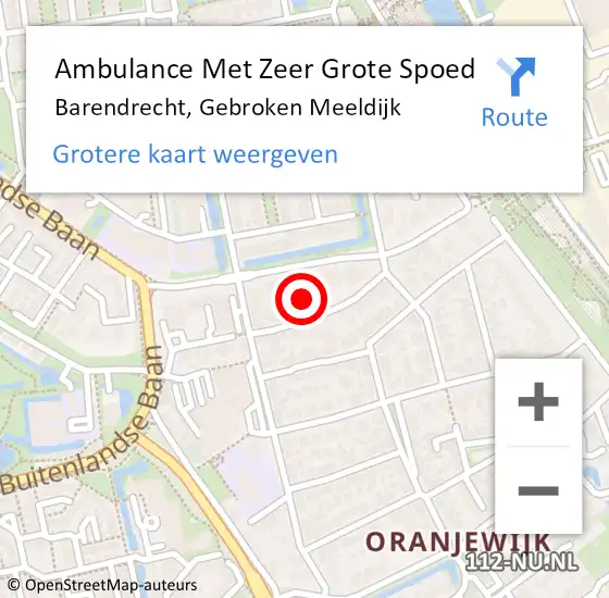 Locatie op kaart van de 112 melding: Ambulance Met Zeer Grote Spoed Naar Barendrecht, Gebroken Meeldijk op 1 mei 2024 13:22