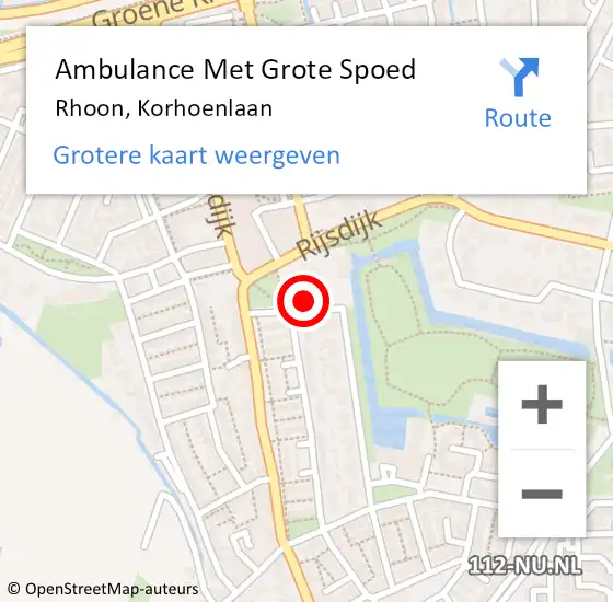 Locatie op kaart van de 112 melding: Ambulance Met Grote Spoed Naar Rhoon, Korhoenlaan op 1 mei 2024 13:24