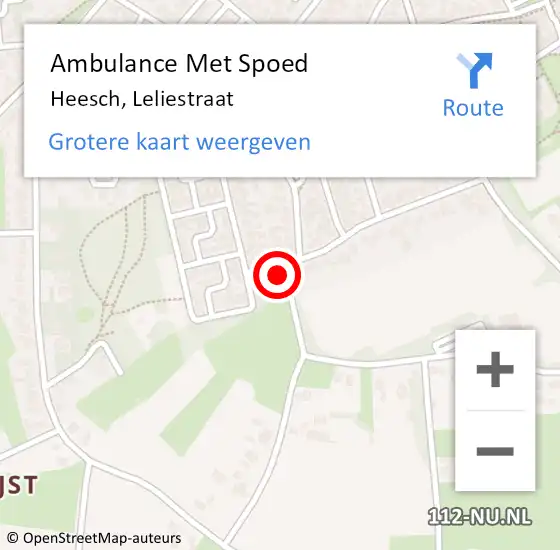 Locatie op kaart van de 112 melding: Ambulance Met Spoed Naar Heesch, Leliestraat op 4 oktober 2014 10:49