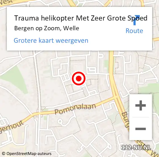 Locatie op kaart van de 112 melding: Trauma helikopter Met Zeer Grote Spoed Naar Bergen op Zoom, Welle op 1 mei 2024 13:33