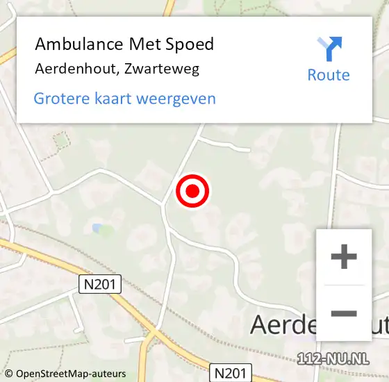 Locatie op kaart van de 112 melding: Ambulance Met Spoed Naar Aerdenhout, Zwarteweg op 1 mei 2024 13:39