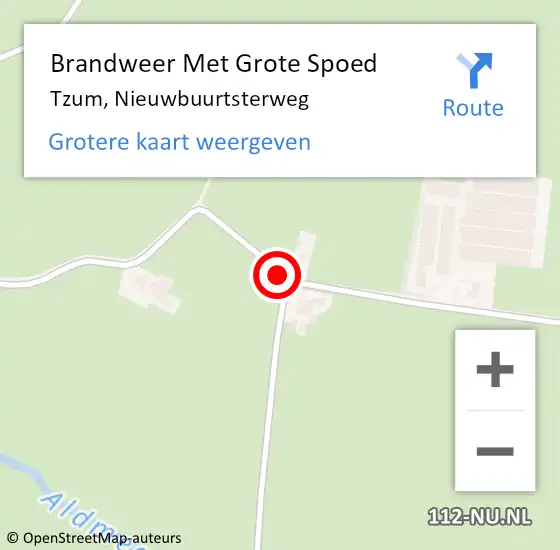 Locatie op kaart van de 112 melding: Brandweer Met Grote Spoed Naar Tzum, Nieuwbuurtsterweg op 4 oktober 2014 10:51