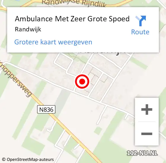 Locatie op kaart van de 112 melding: Ambulance Met Zeer Grote Spoed Naar Randwijk op 1 mei 2024 13:51