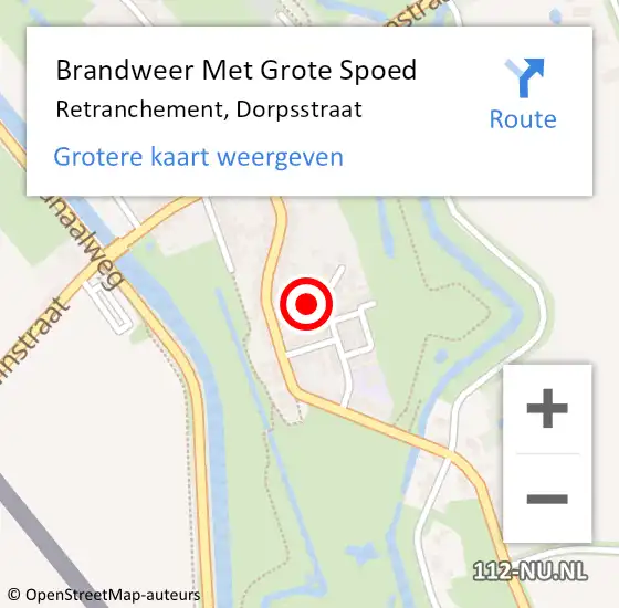 Locatie op kaart van de 112 melding: Brandweer Met Grote Spoed Naar Retranchement, Dorpsstraat op 1 mei 2024 13:52