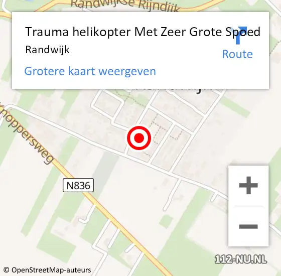 Locatie op kaart van de 112 melding: Trauma helikopter Met Zeer Grote Spoed Naar Randwijk op 1 mei 2024 13:52
