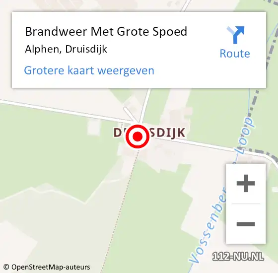 Locatie op kaart van de 112 melding: Brandweer Met Grote Spoed Naar Alphen, Druisdijk op 1 mei 2024 13:54