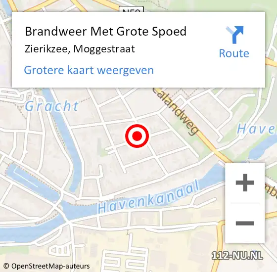 Locatie op kaart van de 112 melding: Brandweer Met Grote Spoed Naar Zierikzee, Moggestraat op 1 mei 2024 13:56