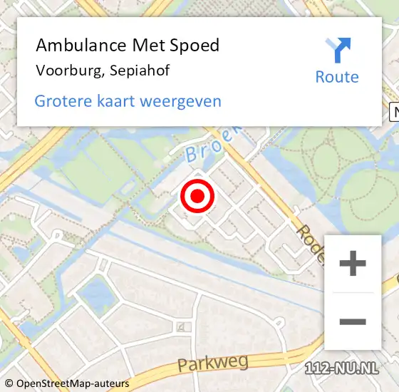 Locatie op kaart van de 112 melding: Ambulance Met Spoed Naar Voorburg, Sepiahof op 1 mei 2024 13:56