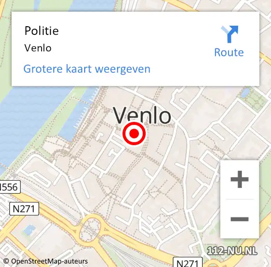 Locatie op kaart van de 112 melding: Politie Venlo op 1 mei 2024 13:59