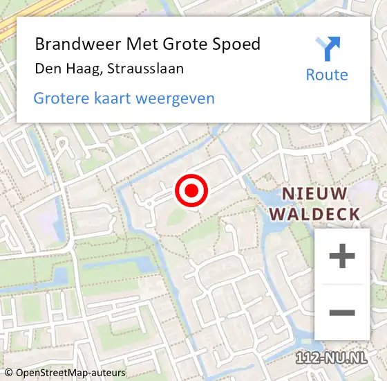Locatie op kaart van de 112 melding: Brandweer Met Grote Spoed Naar Den Haag, Strausslaan op 1 mei 2024 14:08