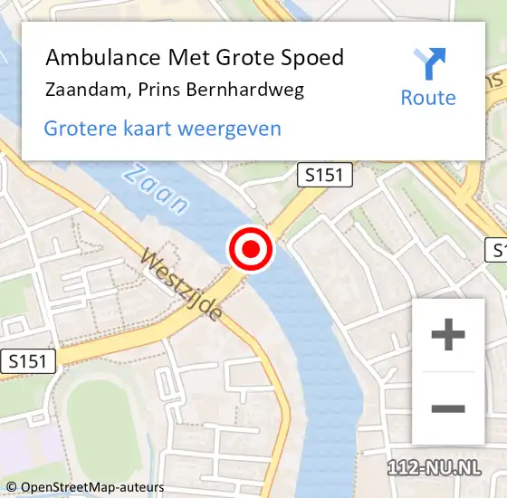 Locatie op kaart van de 112 melding: Ambulance Met Grote Spoed Naar Wormer op 1 mei 2024 14:17