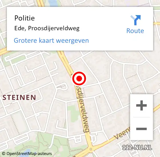 Locatie op kaart van de 112 melding: Politie Ede, Proosdijerveldweg op 1 mei 2024 14:20
