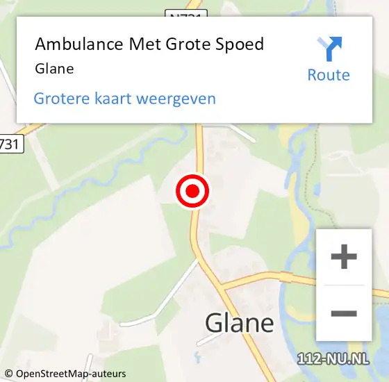 Locatie op kaart van de 112 melding: Ambulance Met Grote Spoed Naar Glane op 1 mei 2024 14:23